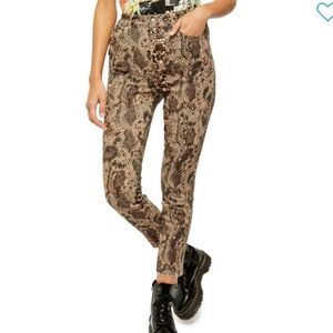 FREE PEOPLE $98 High Waist Snake Skin Denim Jeans